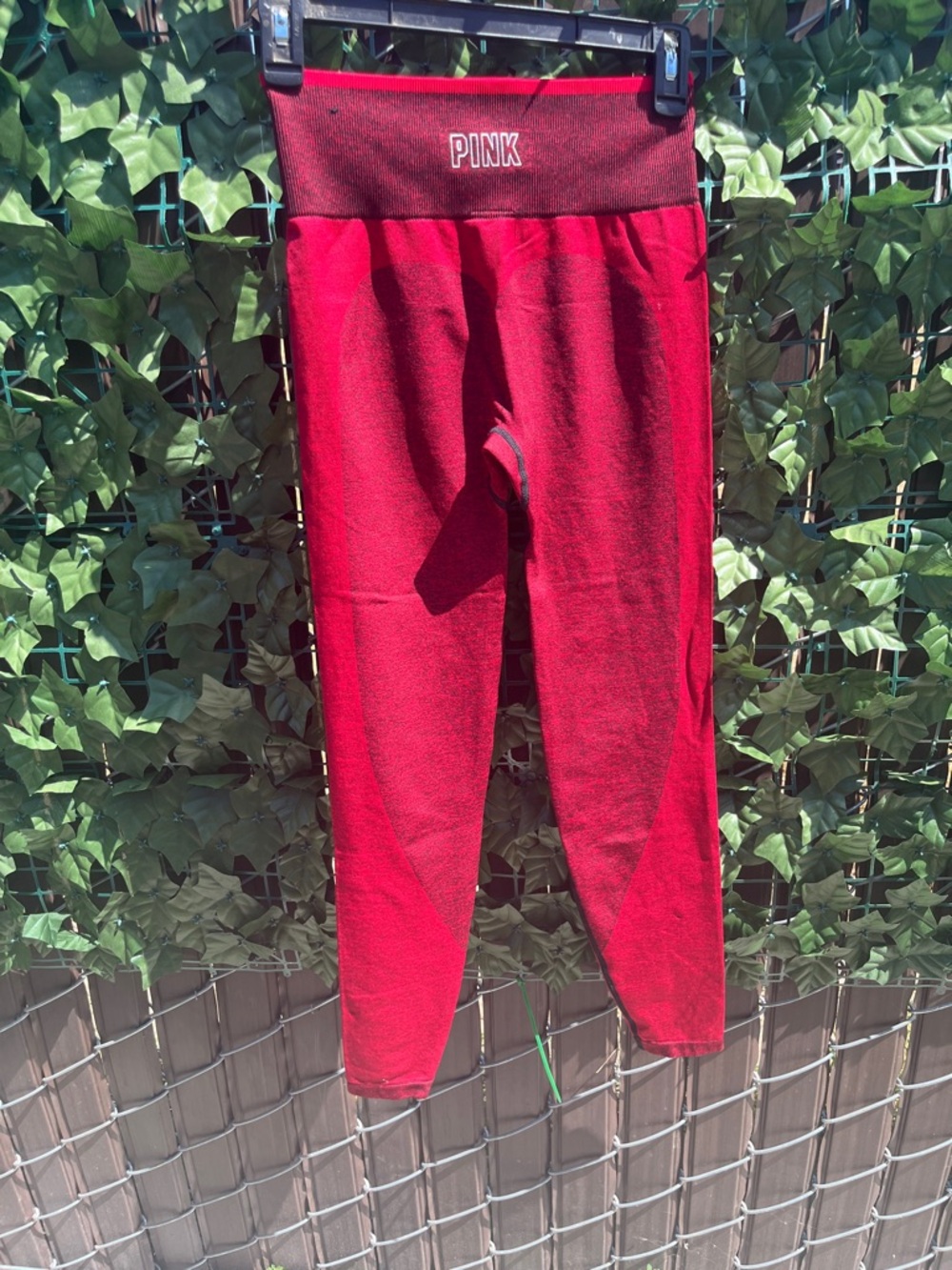 PINK Victoria's Secret women’s Bright Red black stretch leggings